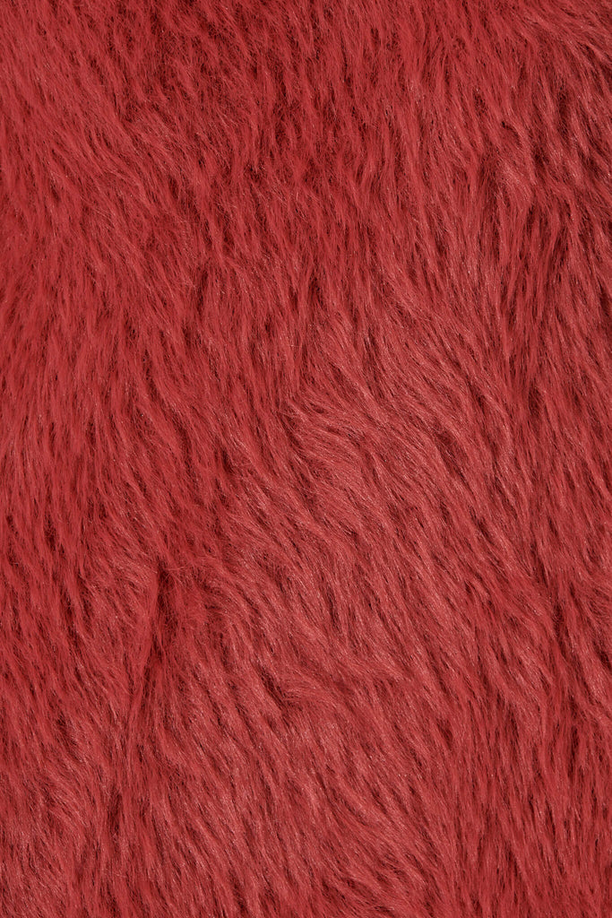 Aline Fluffy Knit In Deep Red Wool Blend - fabric