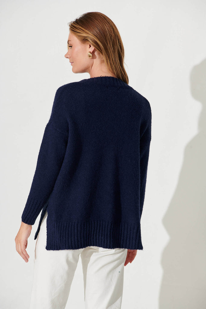 Carmella Knit In Navy Wool Blend - back