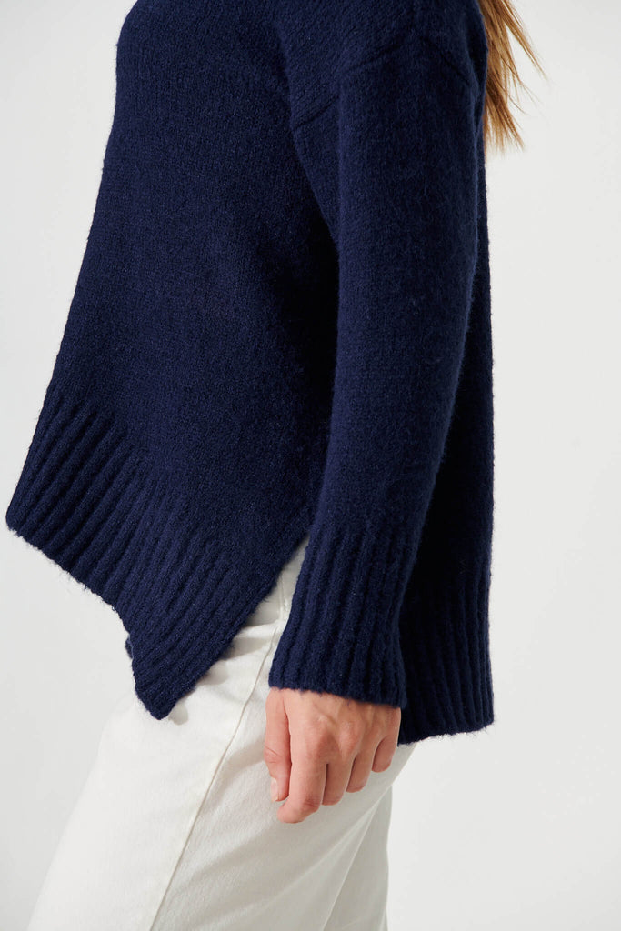 Carmella Knit In Navy Wool Blend - detail