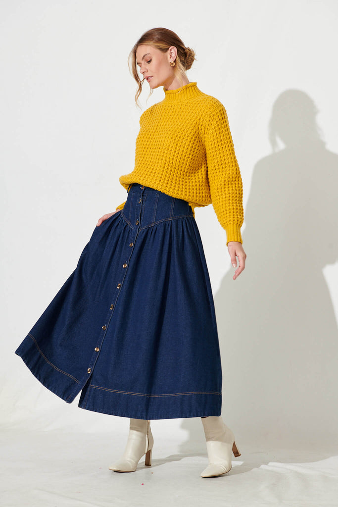 Madeleine Knit In Yellow Wool Blend - full length