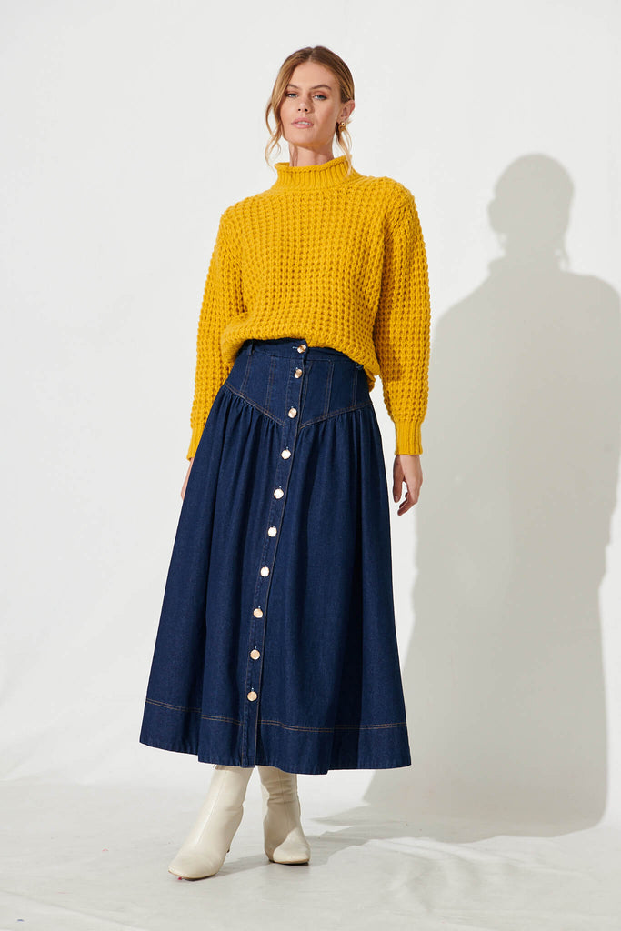 Madeleine Knit In Yellow Wool Blend - full length