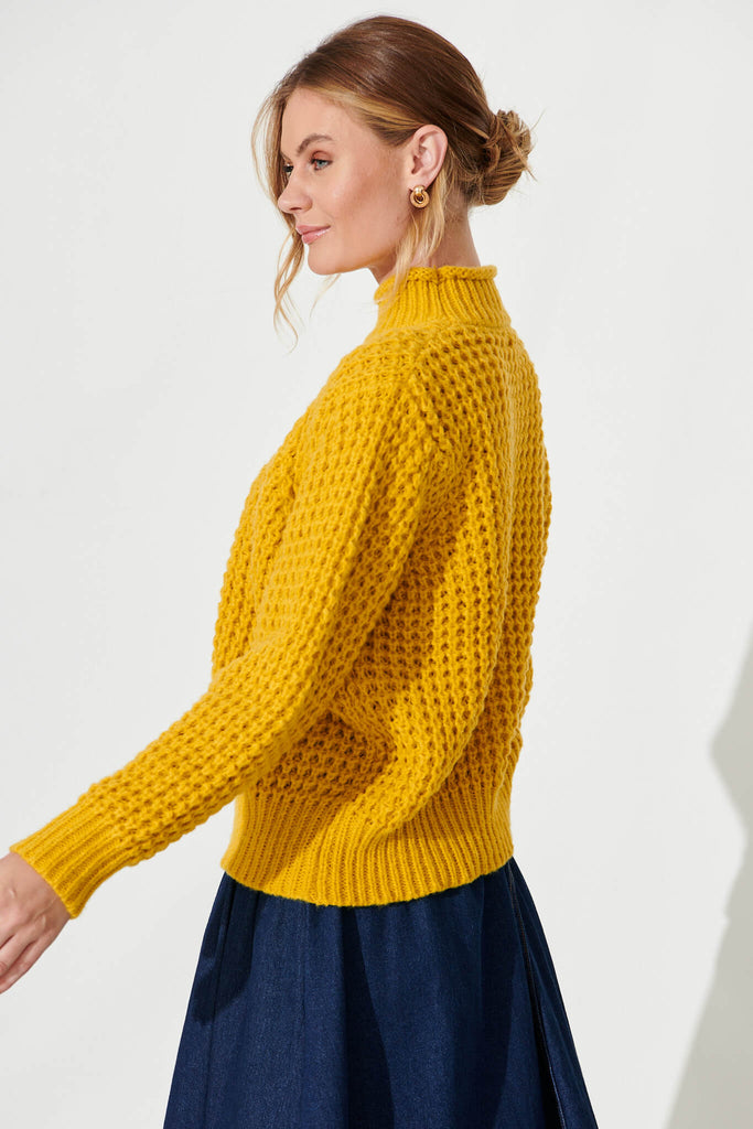 Madeleine Knit In Yellow Wool Blend - side