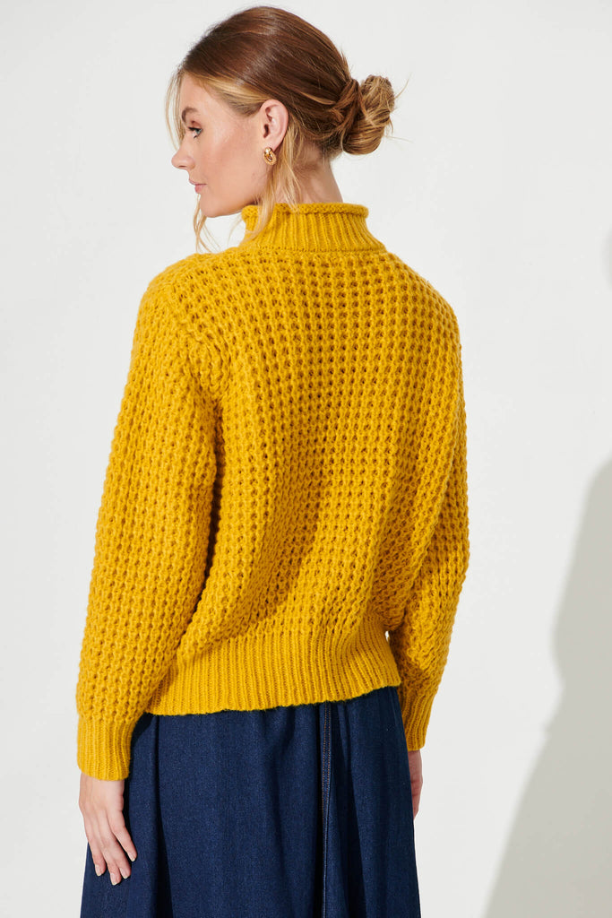 Madeleine Knit In Yellow Wool Blend - back