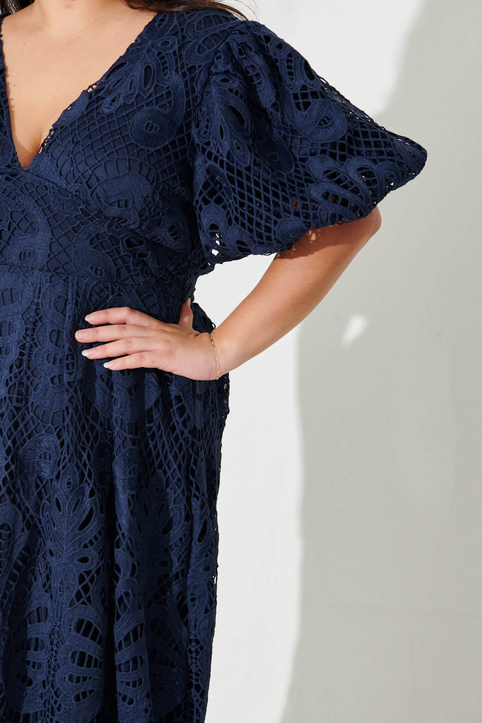 Millie Lace Maxi Dress In Navy - detail