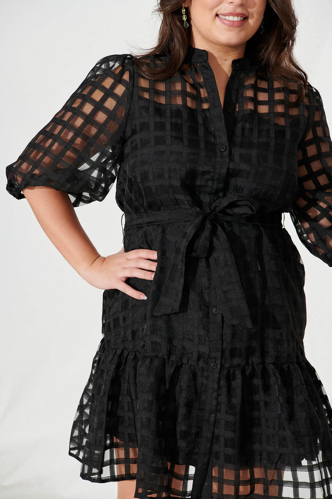 Giuliette Dress In Black Organza - detail