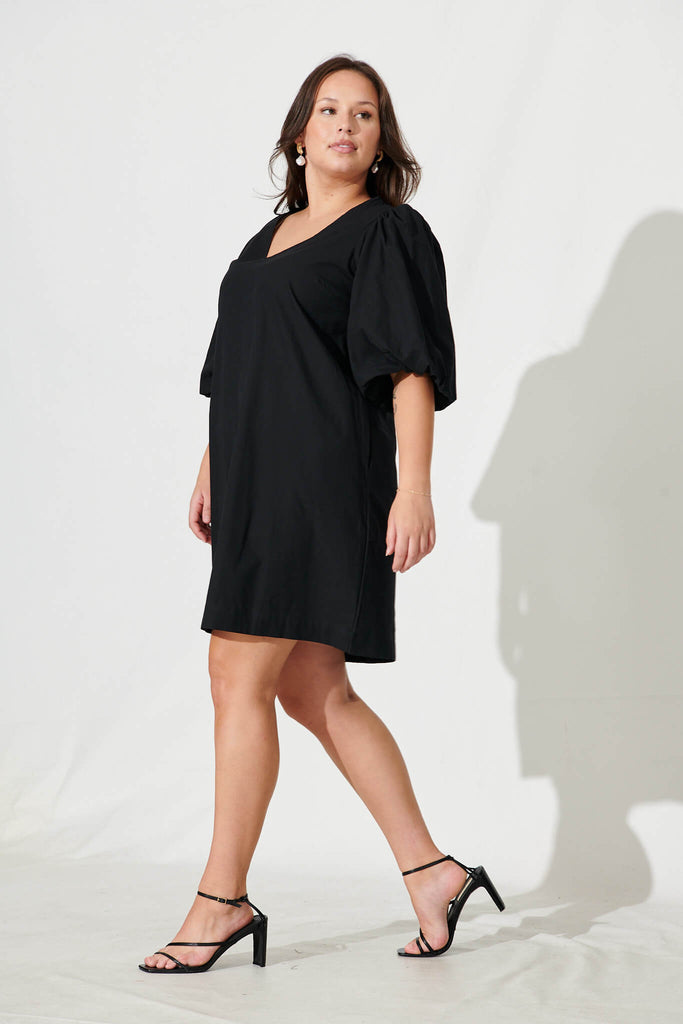 Ashlynn Dress In Black Cotton - full length