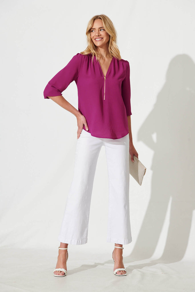 Viviani Zip Top In Magenta - full length