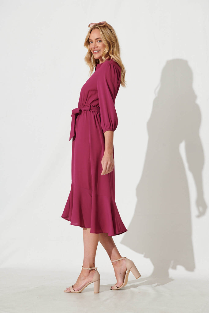 Jemimah Midi Dress In Magenta - side