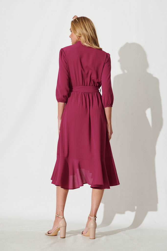 Jemimah Midi Dress In Magenta - back