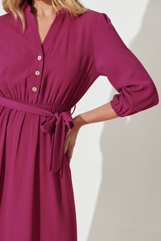 Jemimah Midi Dress In Magenta - detail