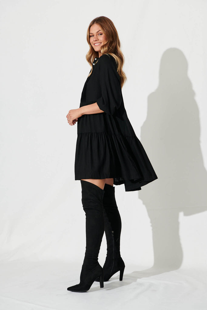 Caracelle Smock Dress in Black - side