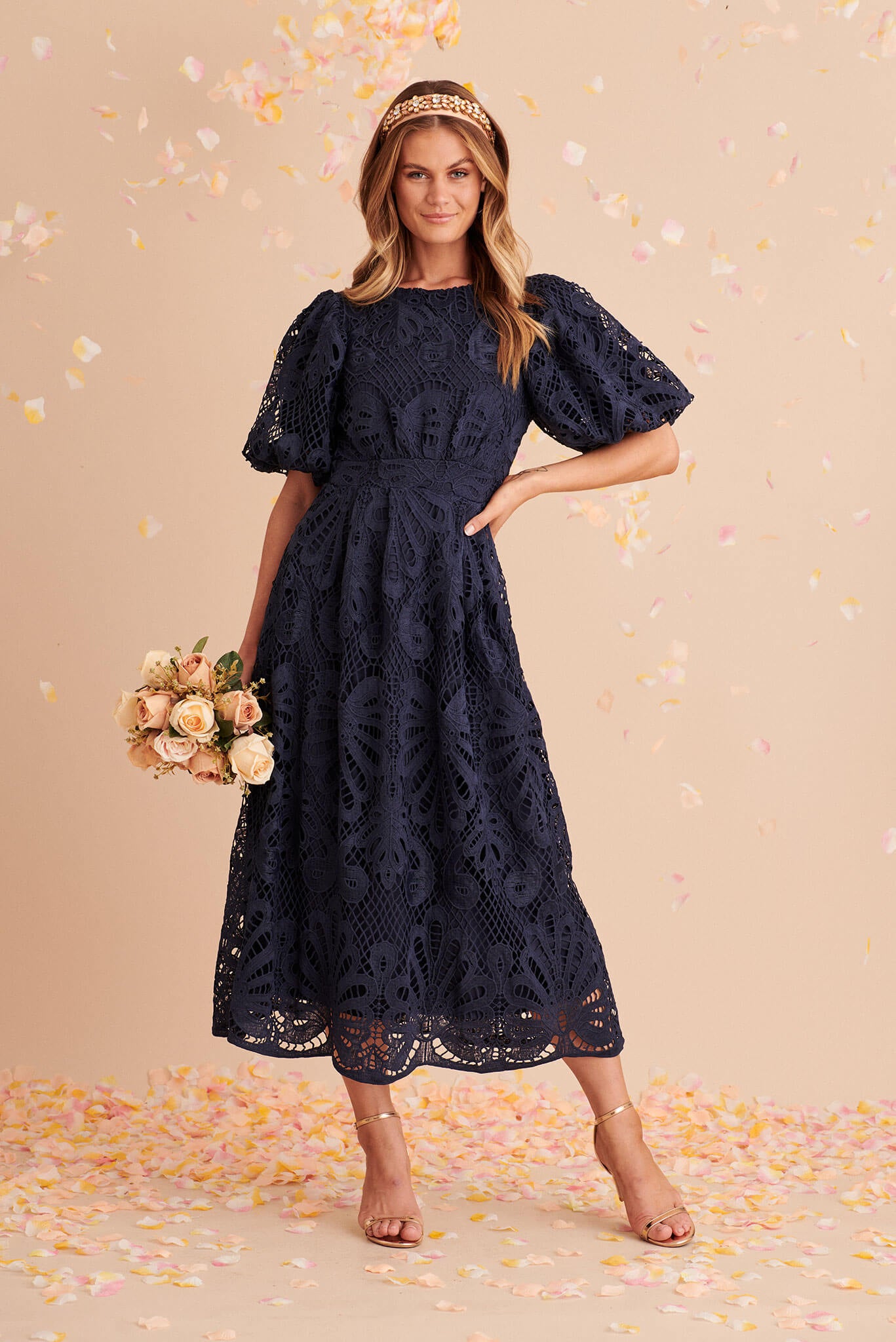 Tillie Lace Maxi Dress In Navy St Frock