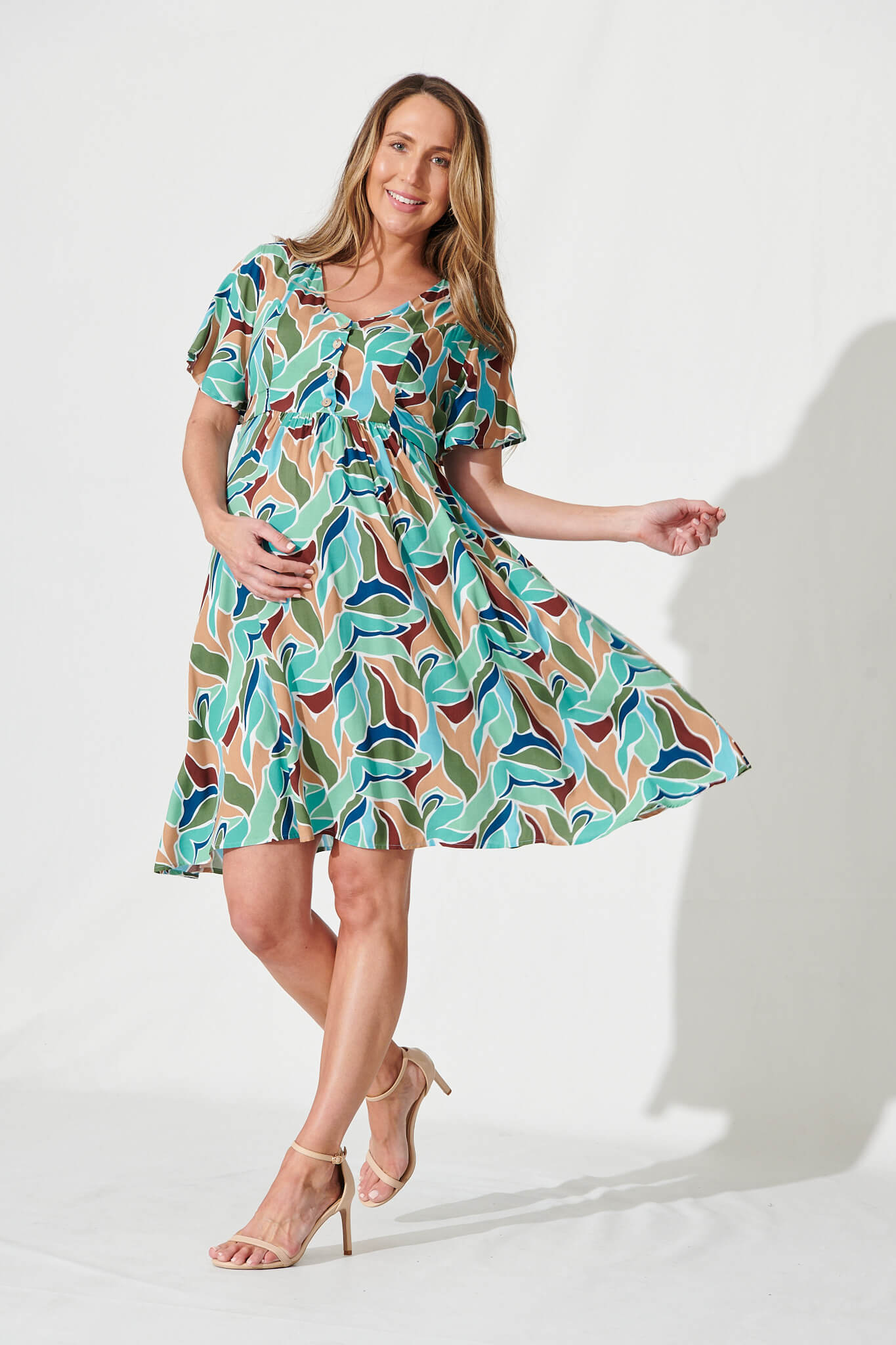 Wildest Dreams Dress In Neutral Multi Print - full length