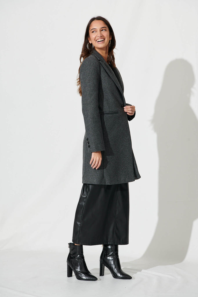 Prato Coat In Charcoal Marle - side