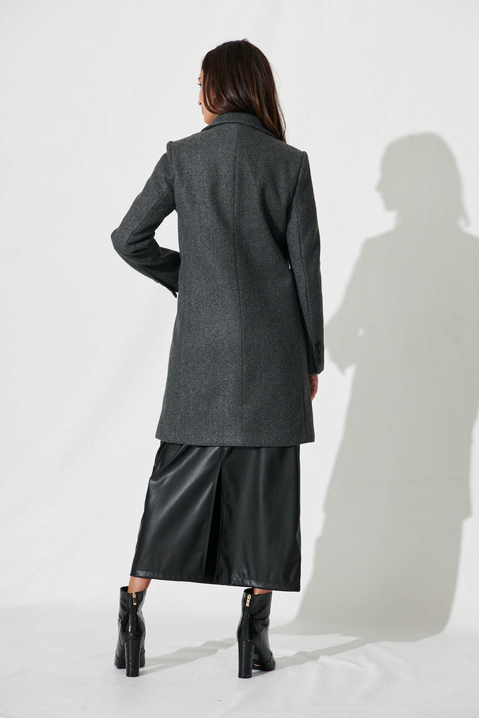 Prato Coat In Charcoal Marle - back