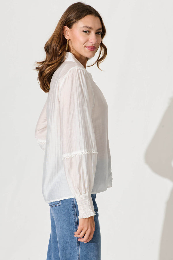 Rosabelle Shirt In White With Lace Trim – St Frock