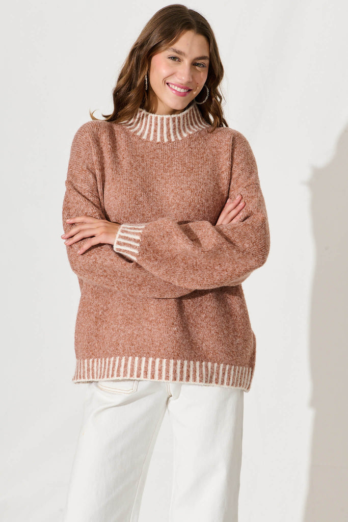 Clementine Knit In Rust Marle Wool Blend - front