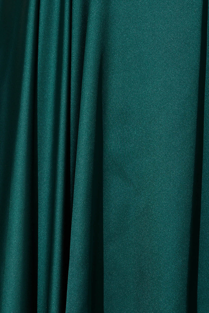 Loulou Maxi Dress In Emerald Satin - fabric