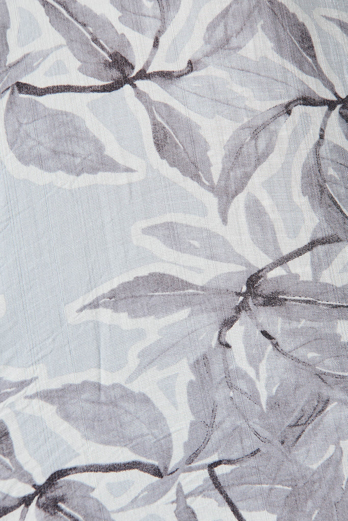 Picton Shirt In Grey Leaf Print Cotton Blend - fabric