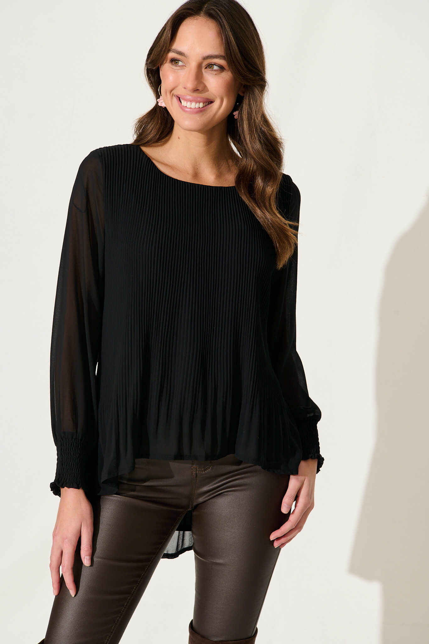 Beau Top In Black Chiffon - front