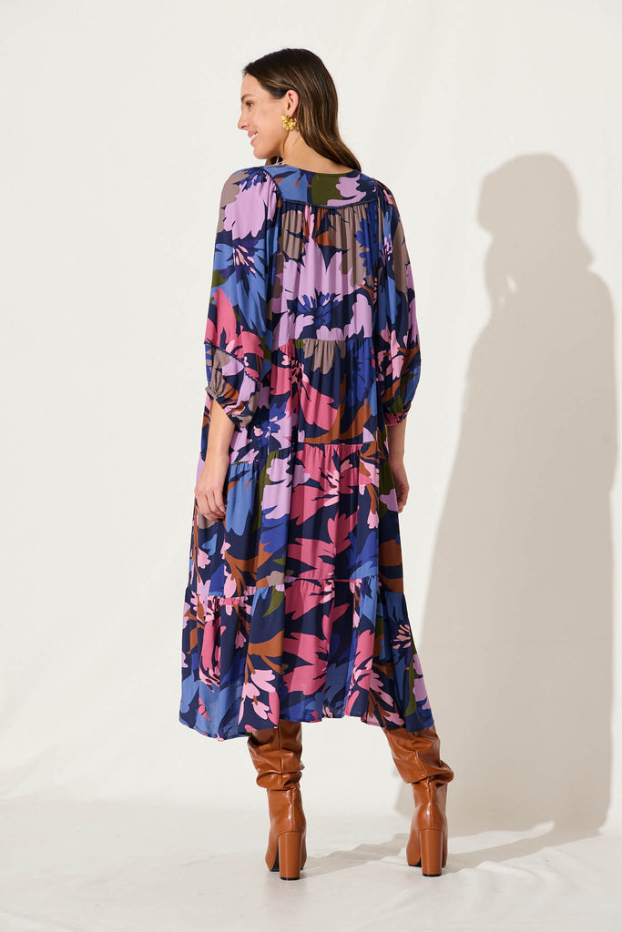 Barrymore Midi Dress In Purple Multi Floral - back