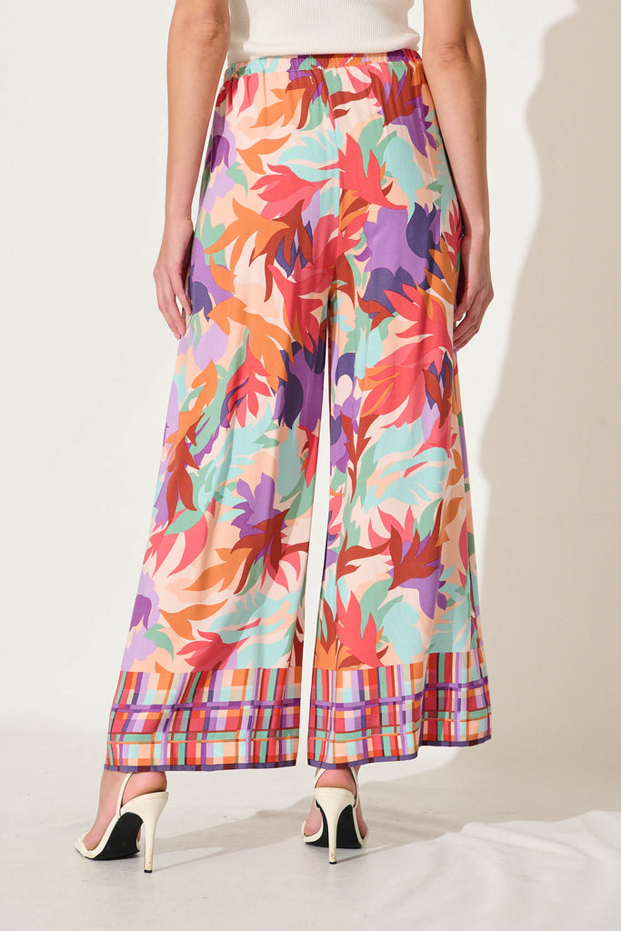 Romeo Pant In Bright Multi Leaf Print - back