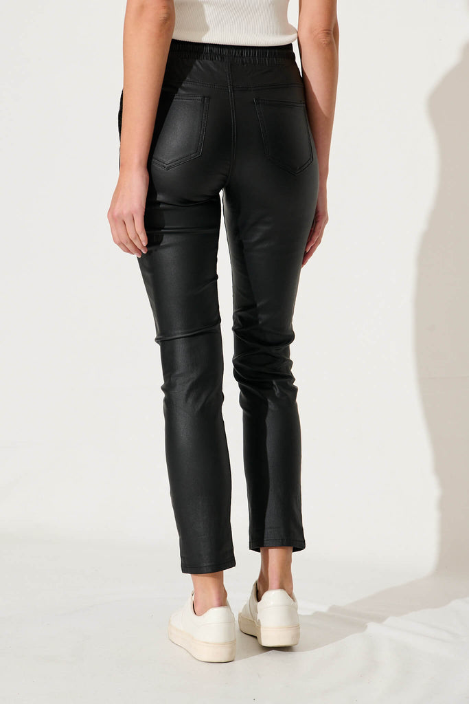 Mazus Jogger Pant In Black Wet Look - back