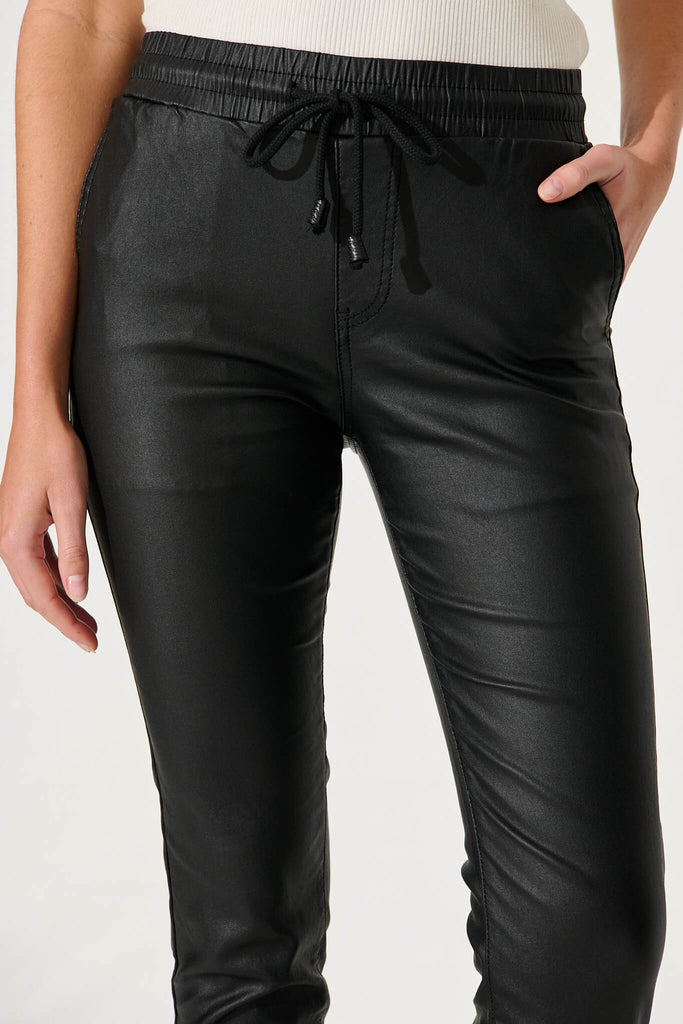 Mazus Jogger Pant In Black Wet Look - detail