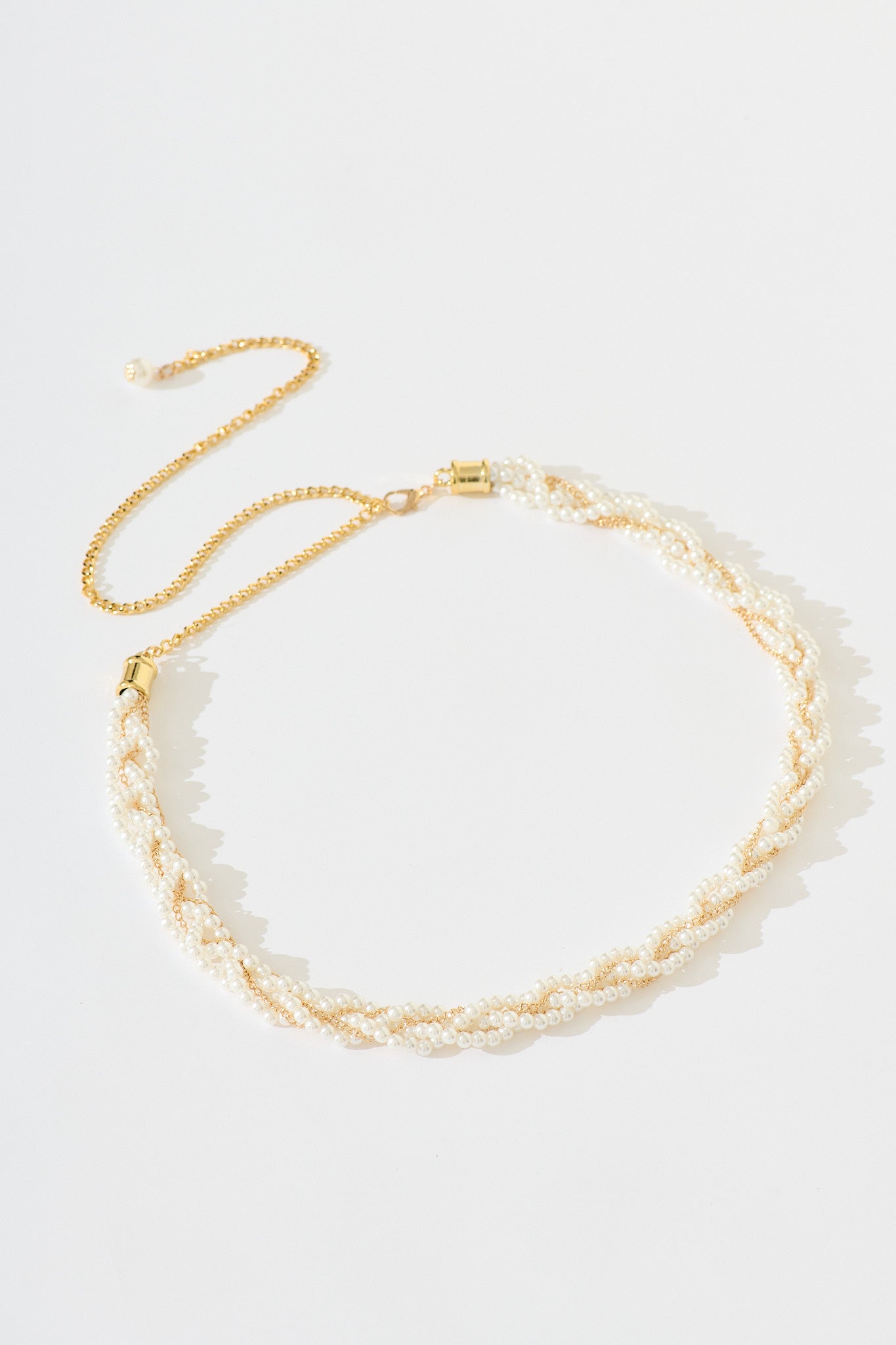 Jamie Chain Belt In Gold With Pearl - front