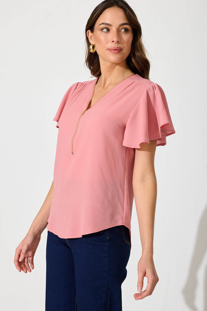 Viviana Zip Top In Blush - side