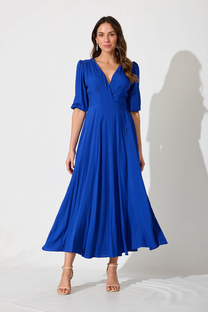 Ronda Maxi Dress In Cobalt Blue - full length