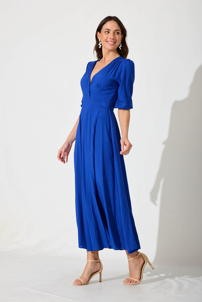 Ronda Maxi Dress In Cobalt Blue - side