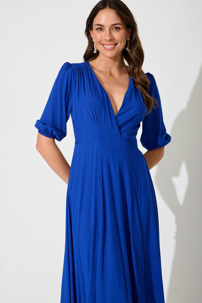 Ronda Maxi Dress In Cobalt Blue - front