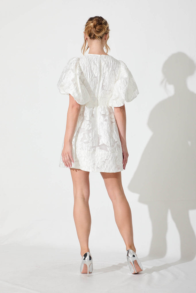 Paris Dreamer Dress In White Floral Organza Burnout - back