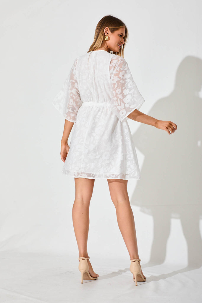 Avalina Dress In White Floral Burnout - back