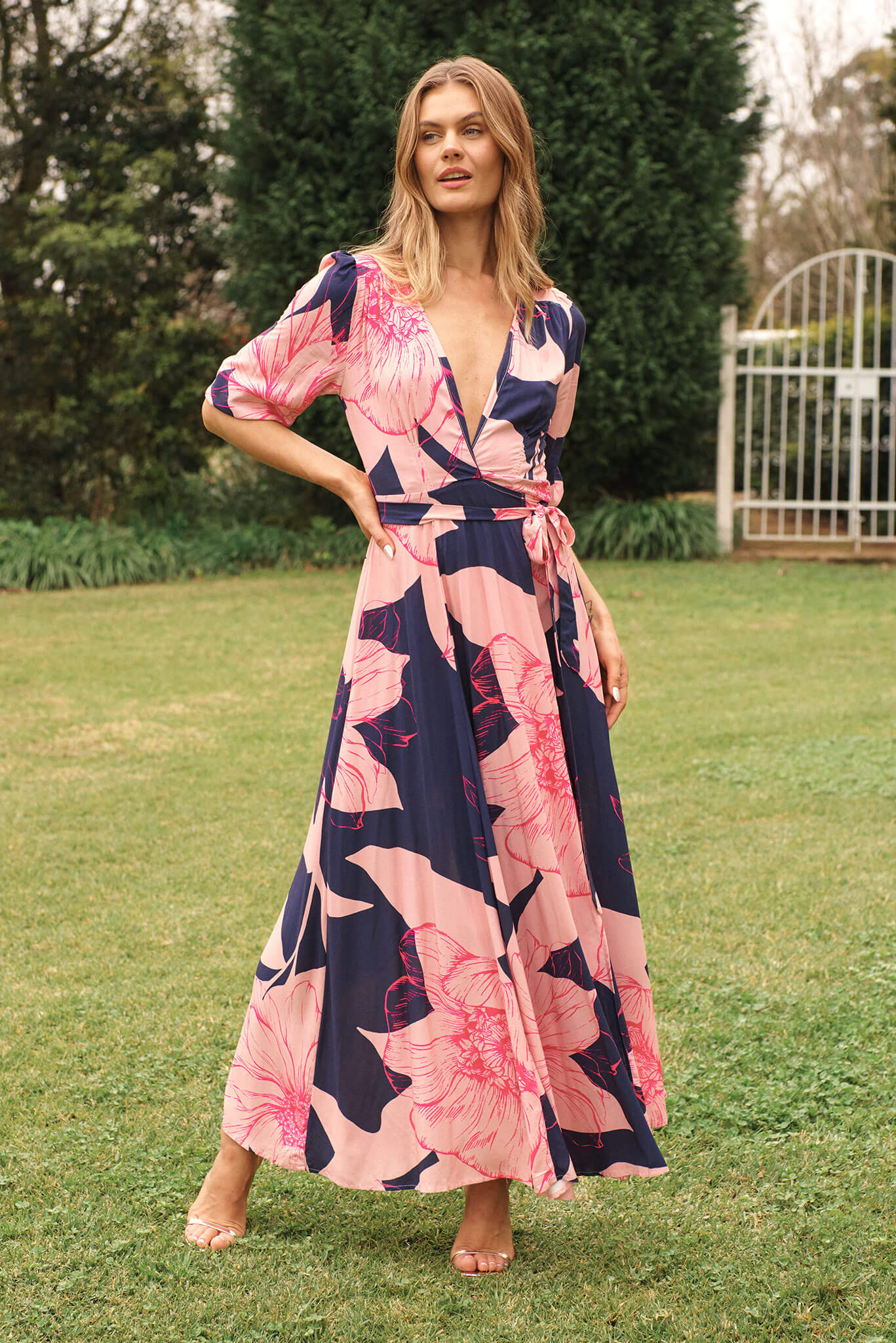 Floral maxi wrap dress best sale