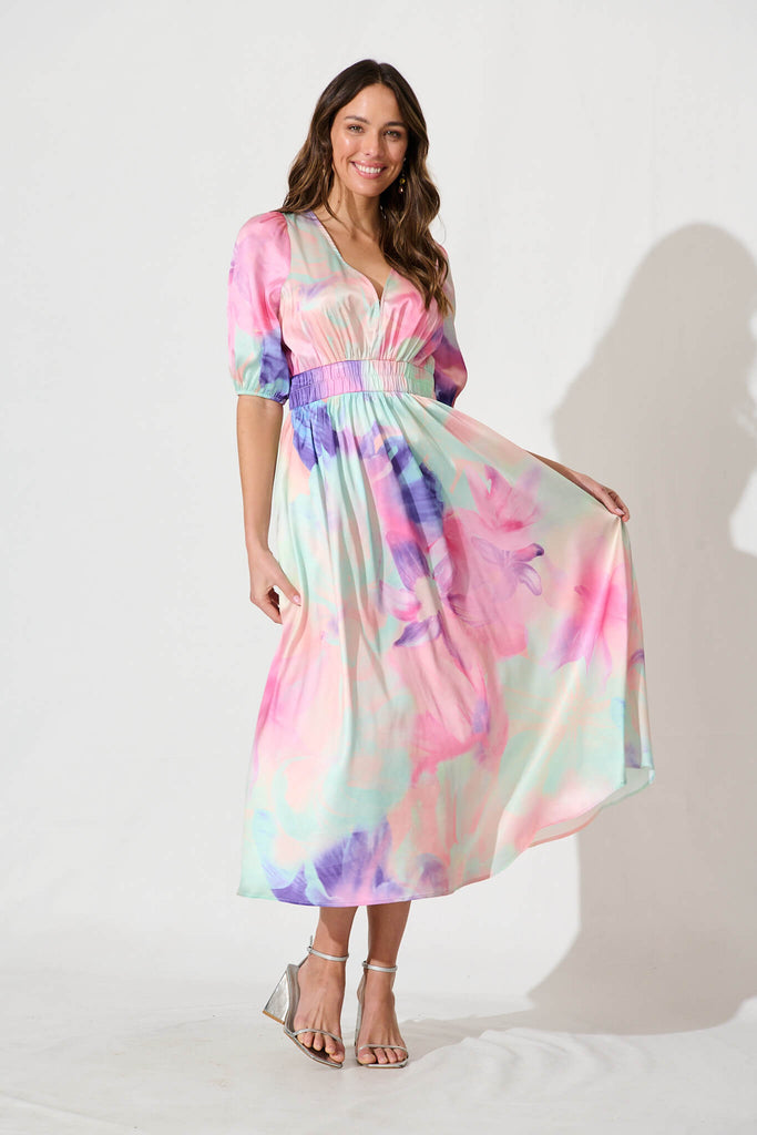 Magnetism Maxi Dress In Pastel Watercolour Floral