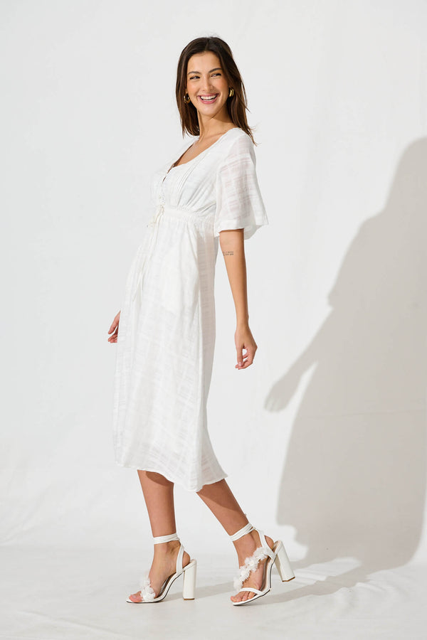 Kersey Midi Dress In White Cotton – St Frock