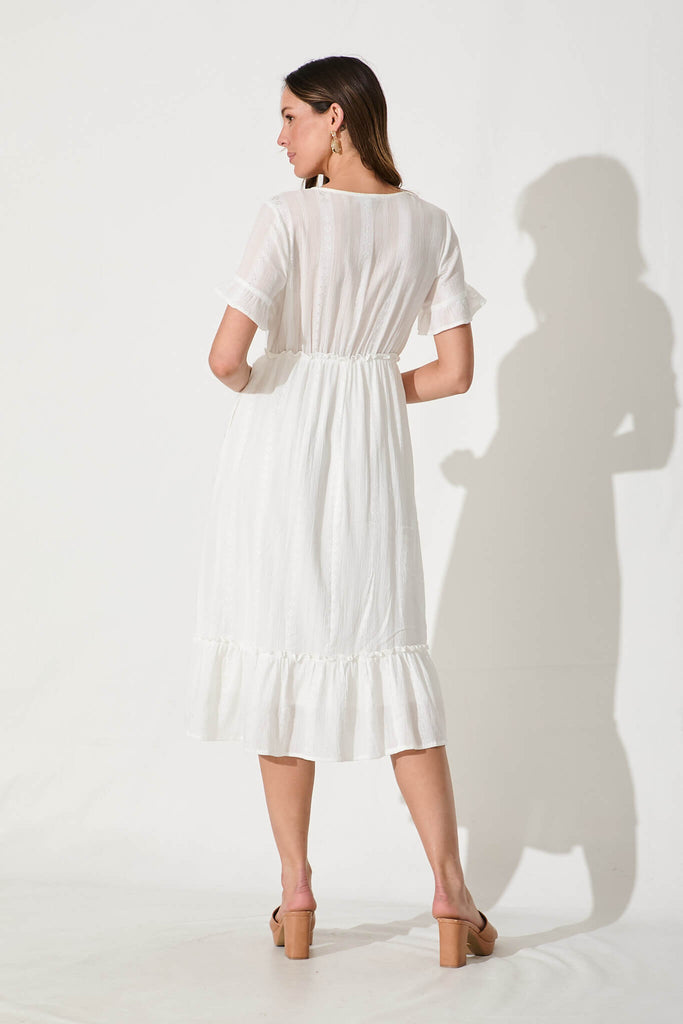 Clea Midi Dress in White Cotton - back