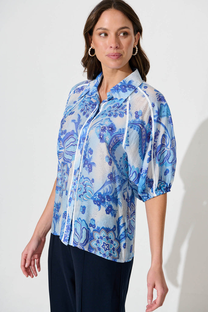 Sedgewick Shirt In Blue Paisley - side