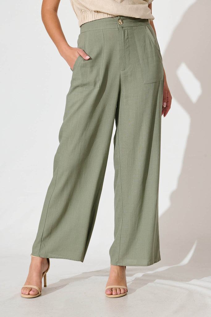 Missoula Pant In Khaki Linen Blend