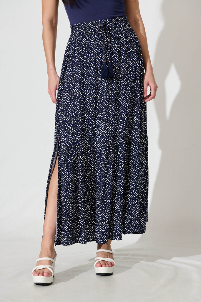 Bilboa Maxi Skirt in Navy with White Speckle