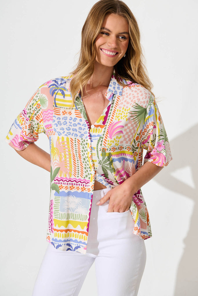 Levona Shirt in Multi Patchwork Print