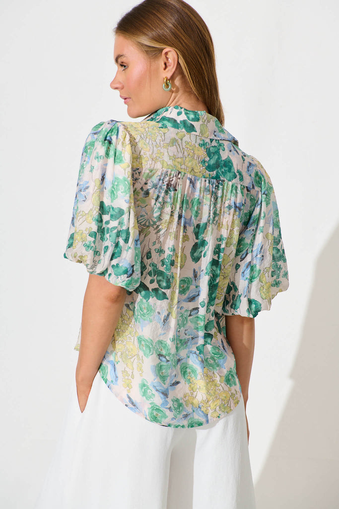 Aeryn Shirt In Green Vintage Floral - back