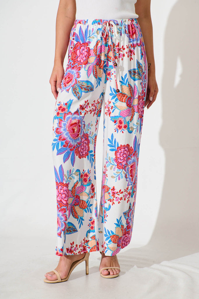 Romeo Pant in Pink Multi Floral Border Print