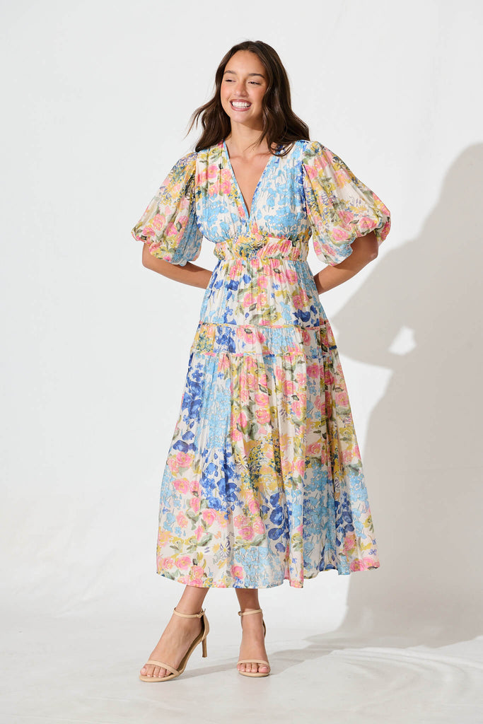 Amalie Midi Dress In Vintage Floral Print