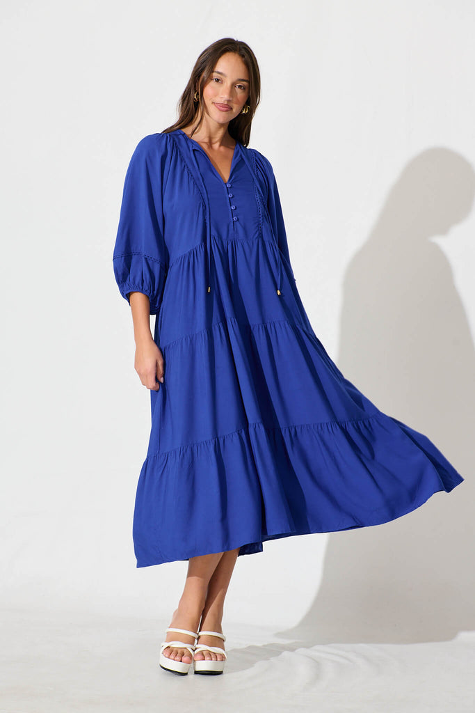 Barrymore Midi Smock Dress in Cobalt