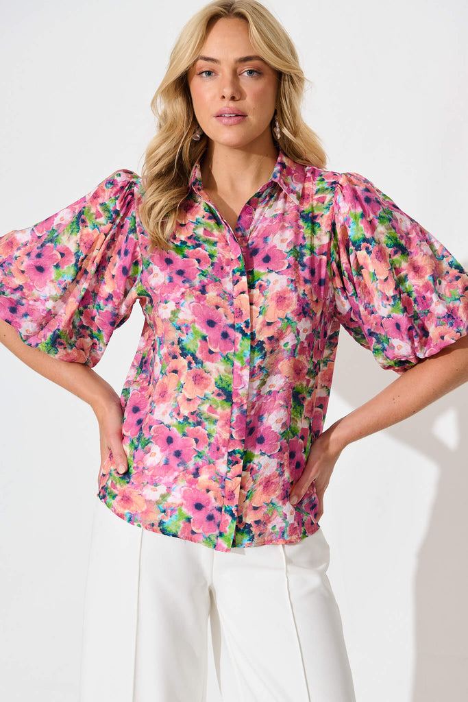 Aeryn Shirt in Pink Multi Floral