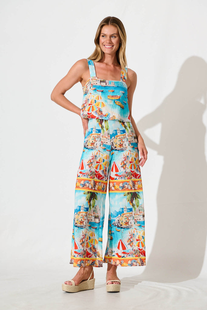 Sandcastle Jumpsuit In Multi Italian Riviera Print