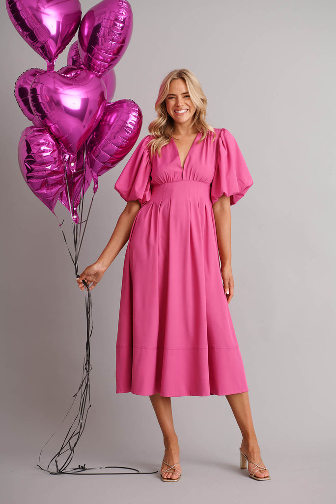 Daydreamer Midi Dress In Magenta